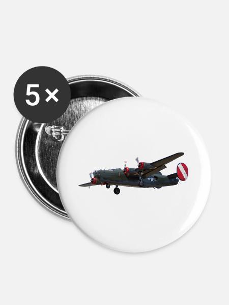 Bomber B-24 Liberator - Buttons groß 56 mm (5er Pack) - Weiß