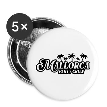 Mallorca Party Crew - Buttons groß 56 mm (5er Pack) - Weiß - Vorne