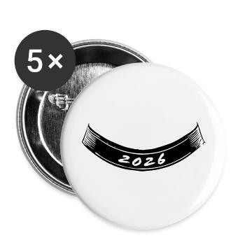 2026 Bogen unten | Vectorgraphic - Buttons groß 56 mm (5er Pack) - Weiß - Vorne