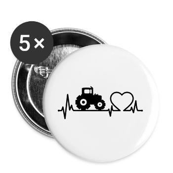 Tracteur Heartbeat Farmer - Lot de 5 grands badges (56 mm) - blanc - Devant