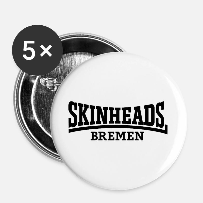 Skinheads Bremen - Buttons large 2.2''/56 mm (5-pack) - white