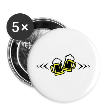 Bier Anstoßen Symbol Bierkrug - Buttons groß 56 mm (5er Pack) - Weiß - Vorne