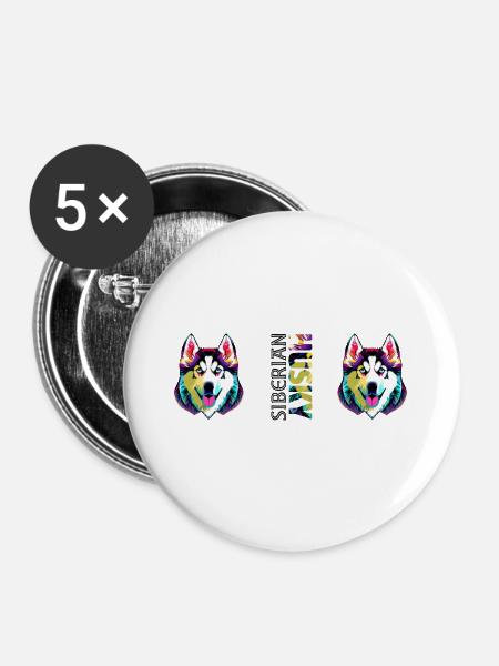 Husky - Buttons groß 56 mm (5er Pack) - Weiß
