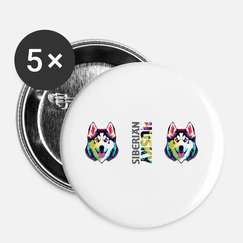 Husky - Buttons groß 56 mm (5er Pack) - Weiß