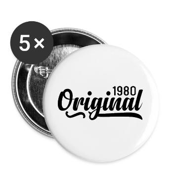 Anniversaire des années 1980 45 ans, rétro 1980 - Lot de 5 grands badges (56 mm) - blanc - Devant