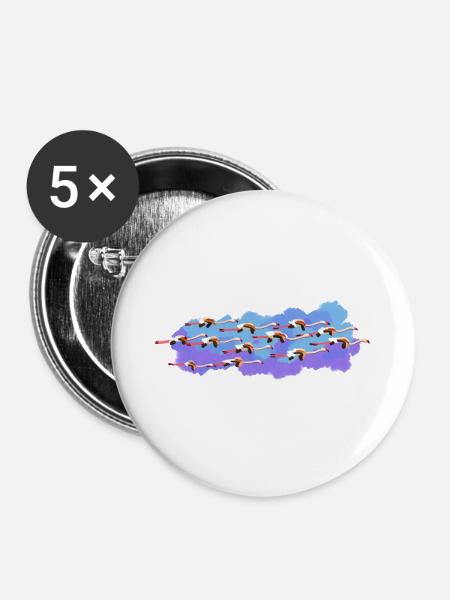 Flamingos auf der Straße - Buttons groß 56 mm (5er Pack) - Weiß