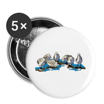 Oiseaux à Waterplas, beaux et joyeux - Lot de 5 grands badges (56 mm) - blanc - Devant