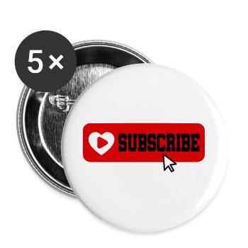 Fabelhaftes Symbol für die Schaltfläche "Abonnieren" des YouTube-Kanals - Buttons groß 56 mm (5er Pack) - Weiß - Vorne