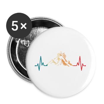 Heartbeat VTT Cyclisme - Lot de 5 grands badges (56 mm) - blanc - Devant
