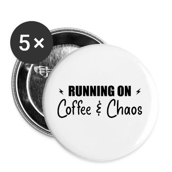 Running on coffee & chaos - Lot de 5 grands badges (56 mm) - blanc - Devant