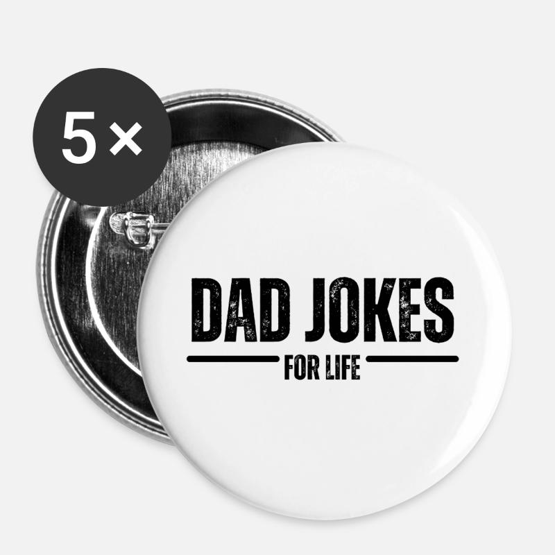 Dad Jokes for life - Buttons large 2.2''/56 mm (5-pack) - white