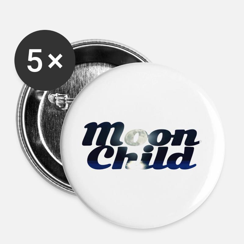 Mondkind-Silhouette-Design - Buttons groß 56 mm (5er Pack) - Weiß