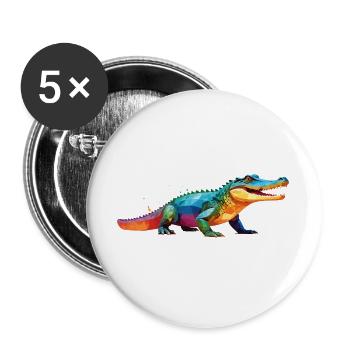 kroko_poly4 - Lot de 5 grands badges (56 mm) - blanc - Devant
