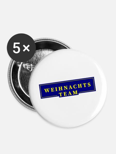 Weihnachts Team Weihnachten - Buttons groß 56 mm (5er Pack) - Weiß