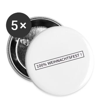 100 Prozent weihnachtsfest - Buttons groß 56 mm (5er Pack) - Weiß - Vorne