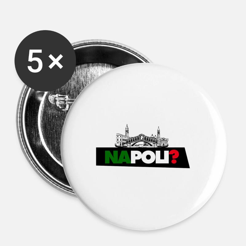Naples? - Buttons large 2.2''/56 mm (5-pack) - white