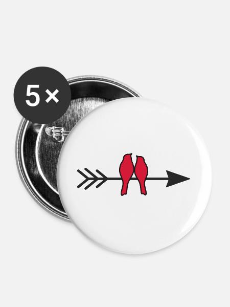 verliebte Vögel - Buttons groß 56 mm (5er Pack) - Weiß