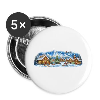 Winter village in Christmas splendour - Buttons large 2.2''/56 mm (5-pack) - white - Front