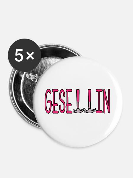 Handwerkerin Gesellin - Buttons groß 56 mm (5er Pack) - Weiß