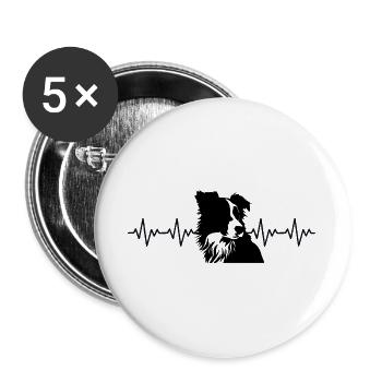 Border Collie EKG Herzschlag - Buttons groß 56 mm (5er Pack) - Weiß - Vorne