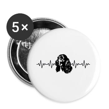 Battement de cœur ECG du Cocker Spaniel - Lot de 5 grands badges (56 mm) - blanc - Devant