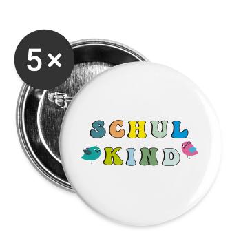 Schulkind  - Buttons groß 56 mm (5er Pack) - Weiß - Vorne
