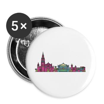 Murcia City Skyline Cathedral Moderne Linienkunst - Buttons groß 56 mm (5er Pack) - Weiß - Vorne