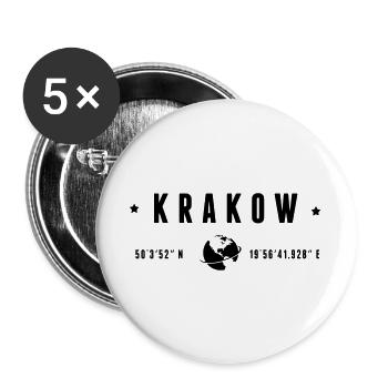 Krakauer GPS-Koordinaten Globe Moderne Typografie - Buttons groß 56 mm (5er Pack) - Weiß - Vorne