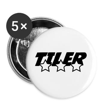 Carreleur *** pro carrelage pose précision métier  - Lot de 5 grands badges (56 mm) - blanc - Devant