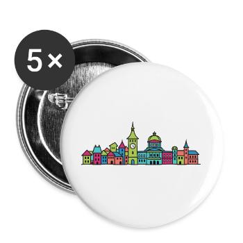 Silhouette urbaine de Berne Zytglogge Art moderne en ligne - Lot de 5 grands badges (56 mm) - blanc - Devant