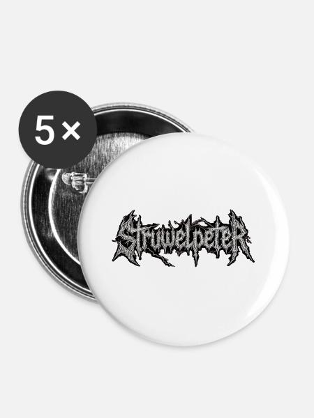 Struwwelpeter Grim Logo - Buttons groß 56 mm (5er Pack) - Weiß