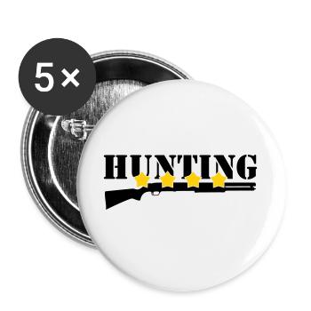 Chasse - Chasseur - Lot de 5 grands badges (56 mm) - blanc - Devant