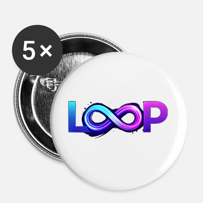 Neon Loop Infinity - Buttons large 2.2''/56 mm (5-pack) - white