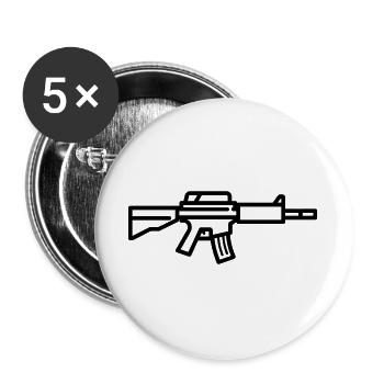 Submachine gun - Buttons large 2.2''/56 mm (5-pack) - white - Front