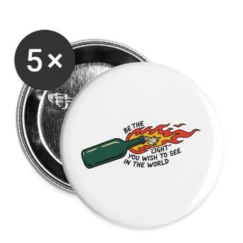 Flaming Bottle Be The Light - Buttons large 2.2''/56 mm (5-pack) - white - Front