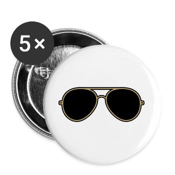 Iconic Gold & Black Aviator Goggles - Buttons large 2.2''/56 mm (5-pack) - white - Front