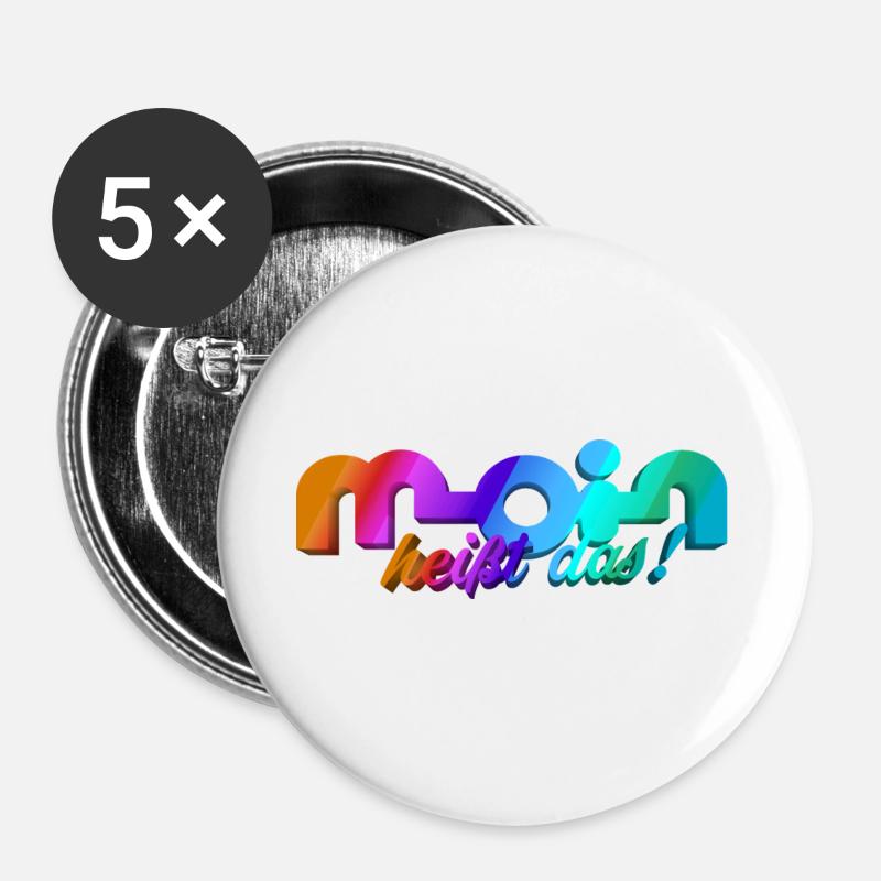 Moin heisst das! - Buttons groß 56 mm (5er Pack) - Weiß