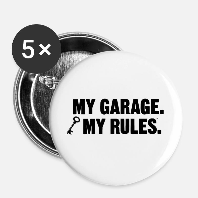 my garage my rules - Buttons large 2.2''/56 mm (5-pack) - white