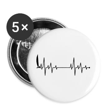 Segelboot Herzschlag - Buttons groß 56 mm (5er Pack) - Weiß - Vorne