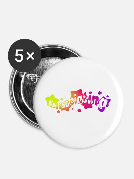 Dissoziation in Regenbogensternen (Farbverlauf) - Buttons groß 56 mm (5er Pack) - Weiß