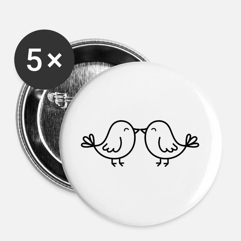 Cute Birds - Buttons large 2.2''/56 mm (5-pack) - white