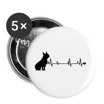 Chien - Lot de 5 grands badges (56 mm) - blanc - Devant