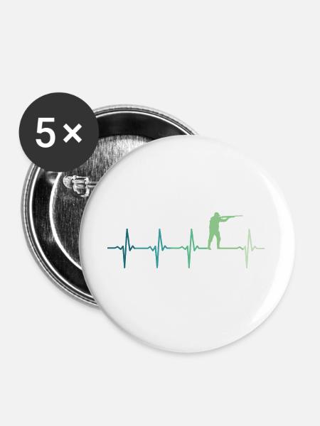Jagd Herzschlagjäger - Buttons groß 56 mm (5er Pack) - Weiß