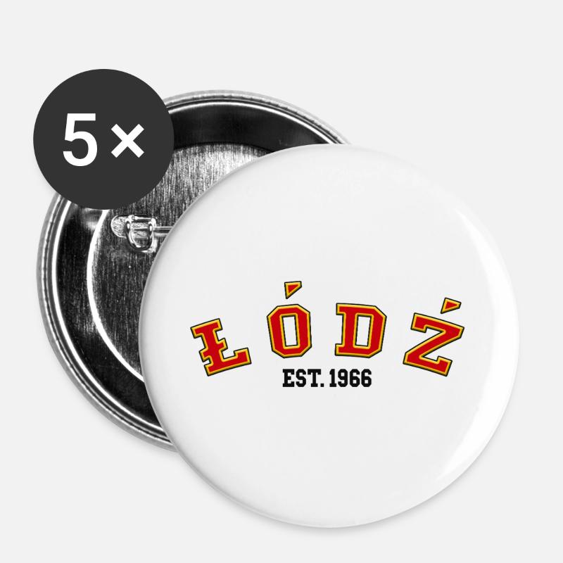 Łódź Est. 1966 - Buttons large 2.2''/56 mm (5-pack) - white