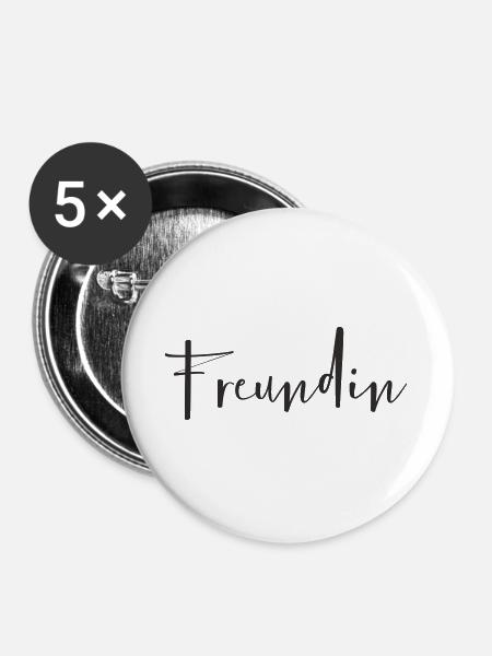 Freundin – Liebevolles Textdesign - Buttons groß 56 mm (5er Pack) - Weiß