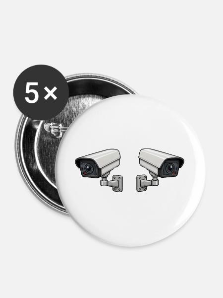 Doppelkamera Überwachungskunst - Buttons groß 56 mm (5er Pack) - Weiß