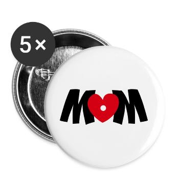 mom heart - Buttons large 2.2''/56 mm (5-pack) - white - Front