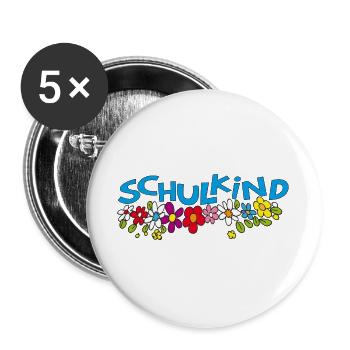 Schulkind  - Buttons groß 56 mm (5er Pack) - Weiß - Vorne