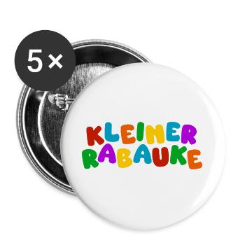 Kleiner Rabauke - bunte Typo - Buttons groß 56 mm (5er Pack) - Weiß - Vorne