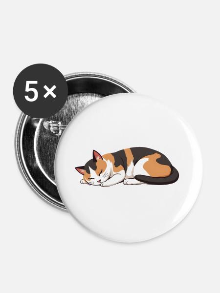 Schlafende Katze - Buttons groß 56 mm (5er Pack) - Weiß
